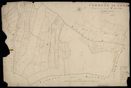 Plan du cadastre napoléonien - Long : Bois (Les), B1 et partie de A