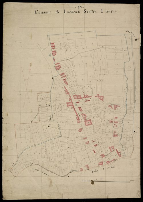 Plan du cadastre napoléonien - Lucheux : I2 et partie de A développée