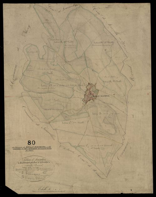 Plan du cadastre napoléonien - Mailly-Raineval : tableau d'assemblage