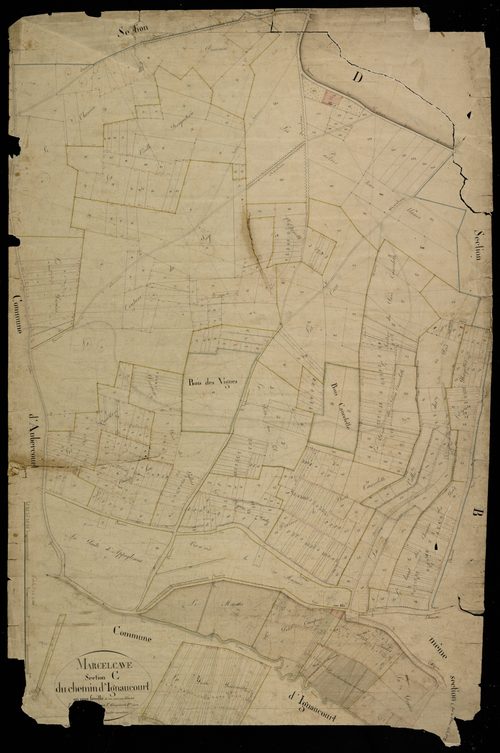 Plan du cadastre napoléonien - Marcelcave : Chemin d'Ignaucourt (Le), C