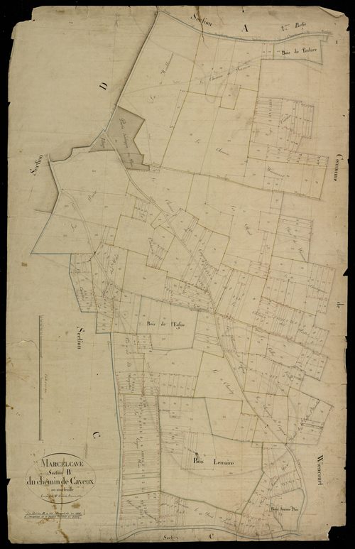 Plan du cadastre napoléonien - Marcelcave : Chemin de Cayeux (Le), B