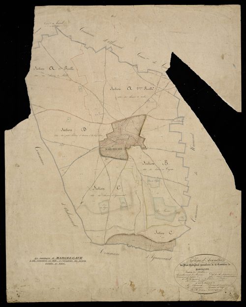 Plan du cadastre napoléonien - Marcelcave : tableau d'assemblage