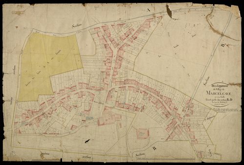 Plan du cadastre napoléonien - Marcelcave : Village (Le), B et D développement