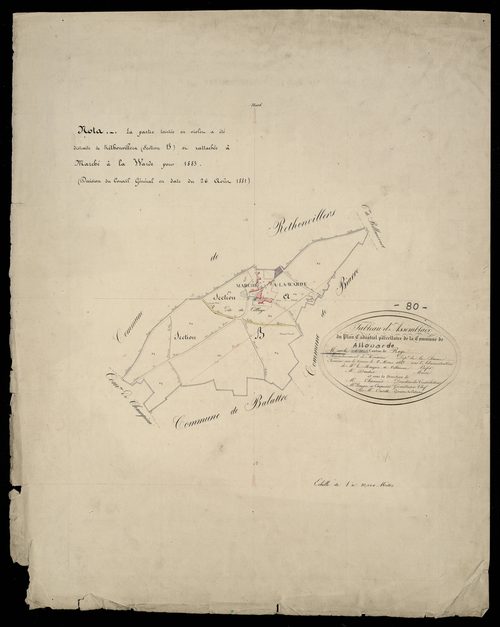 Plan du cadastre napoléonien - Marche-Allouarde (Marché à la Warde) : tableau d'assemblage
