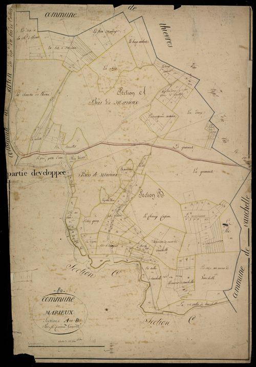 Plan du cadastre napoléonien - Marieux : A et B
