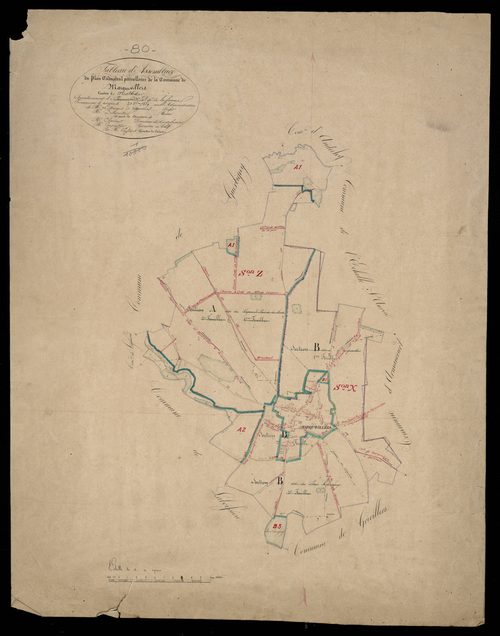 Plan du cadastre napoléonien - Marquivillers : tableau d'assemblage