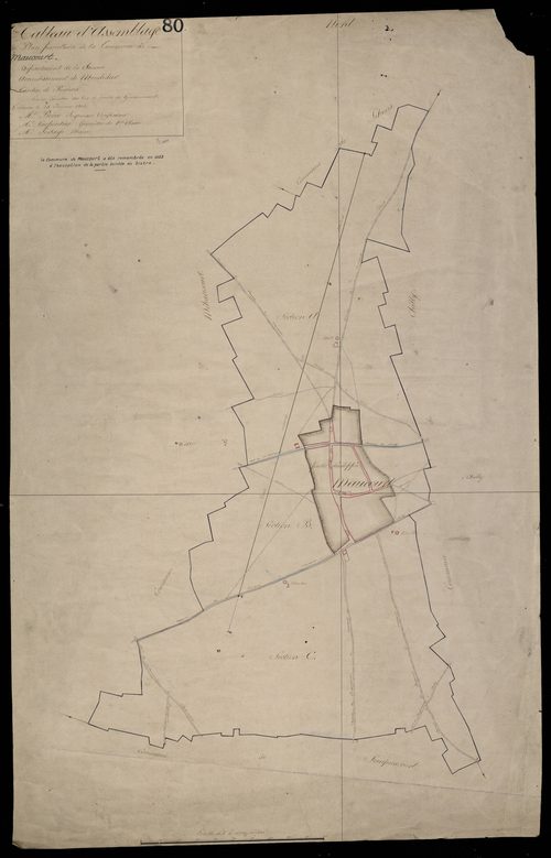 Plan du cadastre napoléonien - Maucourt : tableau d'assemblage