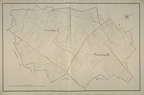 Plan du cadastre napoléonien - Meharicourt : D et E