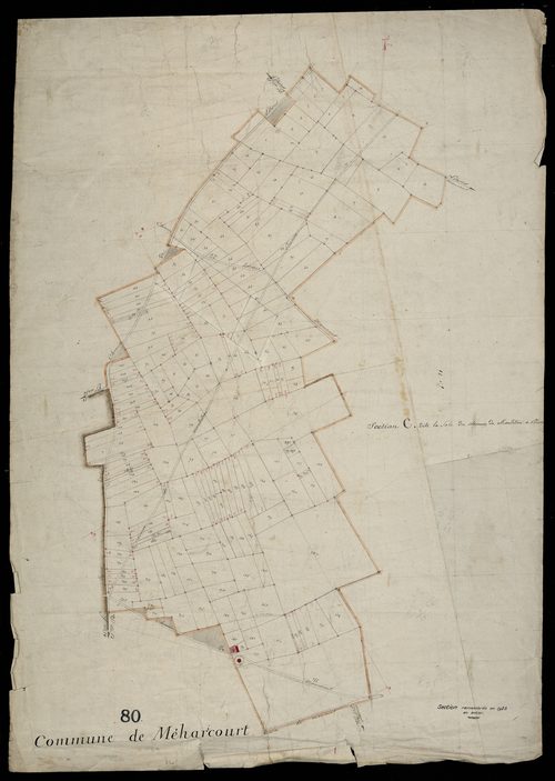 Plan du cadastre napoléonien - Meharicourt : Sole (La) ; Chemin de Montdidier à Péronne (Le), C