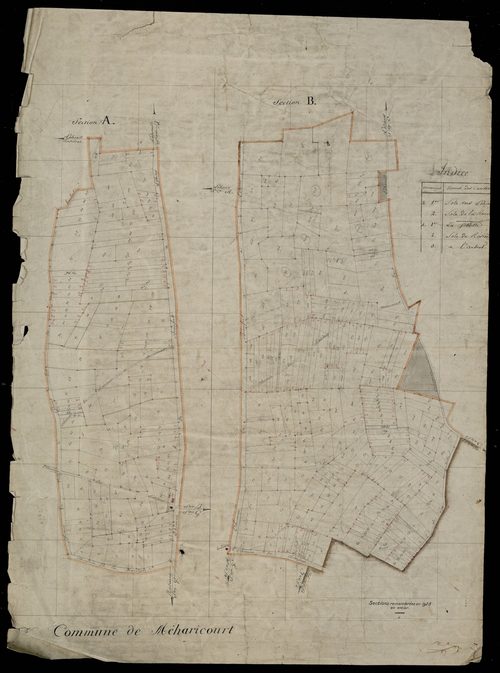 Plan du cadastre napoléonien - Meharicourt : A et B