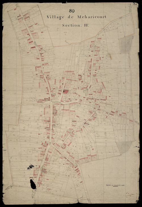 Plan du cadastre napoléonien - Meharicourt : Village de Méharicourt, H