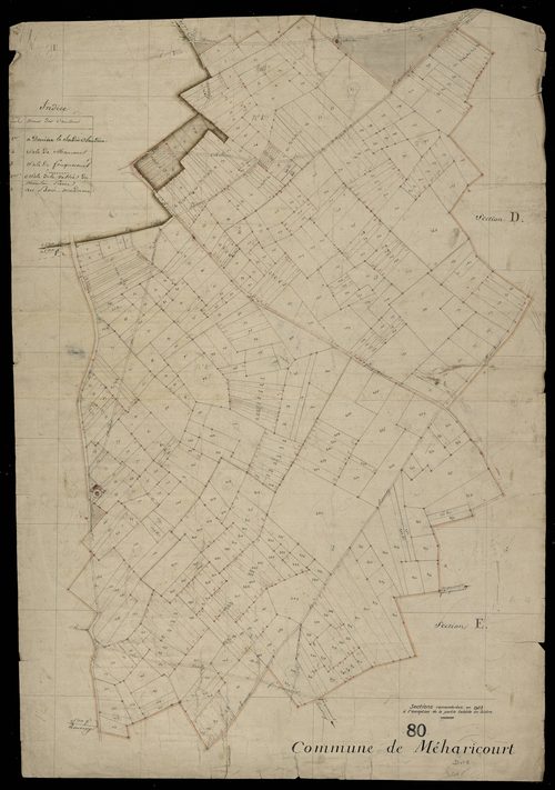 Plan du cadastre napoléonien - Meharicourt : D et E