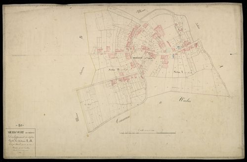 Plan du cadastre napoléonien - Mericourt-en-Vimeu (Méricourt-en-Vimeux) : Chef-lieu (Le), A2 et B1