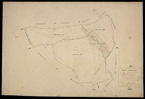 Plan du cadastre napoléonien - Mesnil-Domqueur (Maisnil-les-Donqueur) : tableau d'assemblage