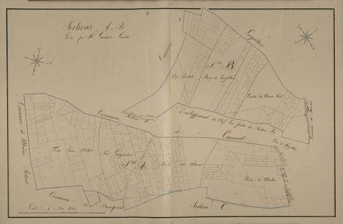 Plan du cadastre napoléonien - Mesnil-Domqueur (Maisnil) : A, B