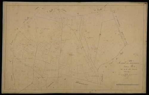 Plan du cadastre napoléonien - Mesnil-en-Arrouaise : Vallée d'Etricourt, B
