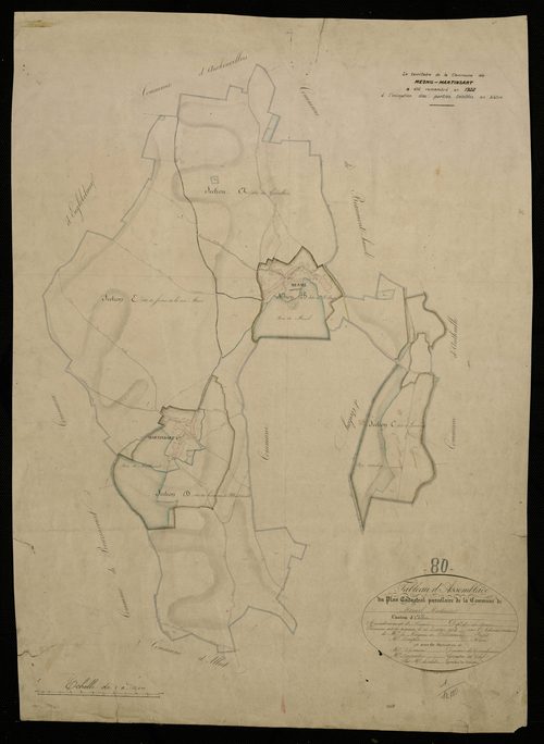 Plan du cadastre napoléonien - Mesnil-Martinsart : tableau d'assemblage