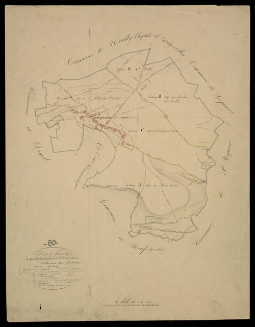 Plan du cadastre napoléonien - Millencourt-en-Ponthieu (Millencourt) : tableau d'assemblage