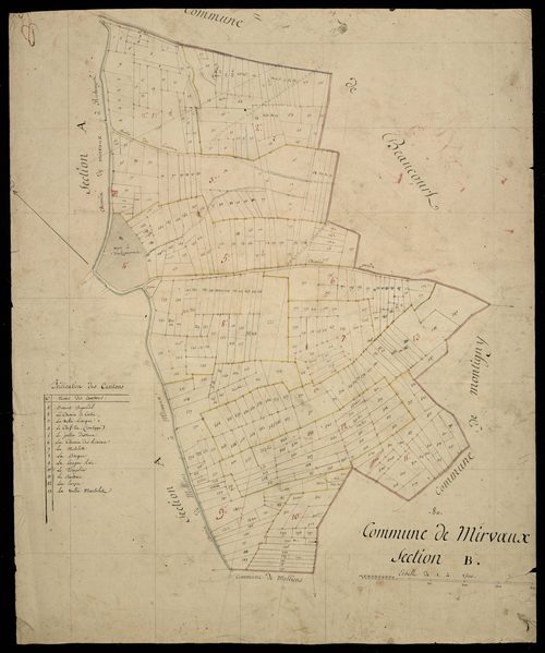 Plan du cadastre napoléonien - Mirvaux : B