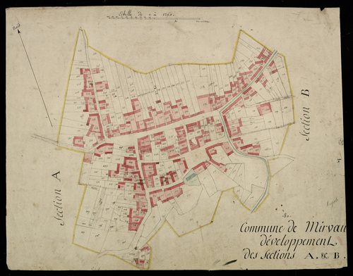 Plan du cadastre napoléonien - Mirvaux : A et B développées