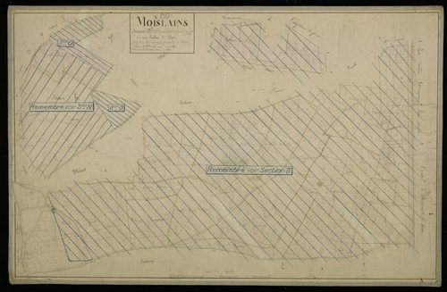 Plan du cadastre napoléonien - Moislains : Grand chemin de Nurlu (Le) ; Vallée de Cornilloy (La), D2