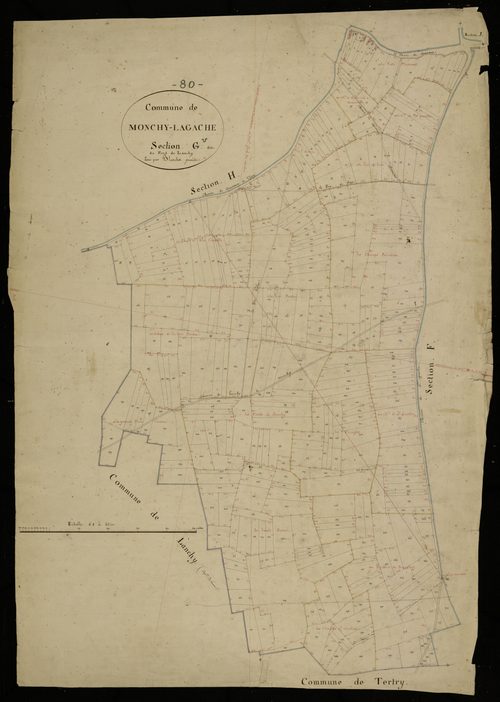 Plan du cadastre napoléonien - Monchy-Lagache : Lanchy, G
