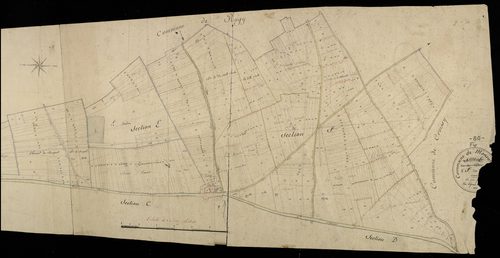 Plan du cadastre napoléonien - Monsures : Guidon (Le) ; Blanche Carrière (La), E et F