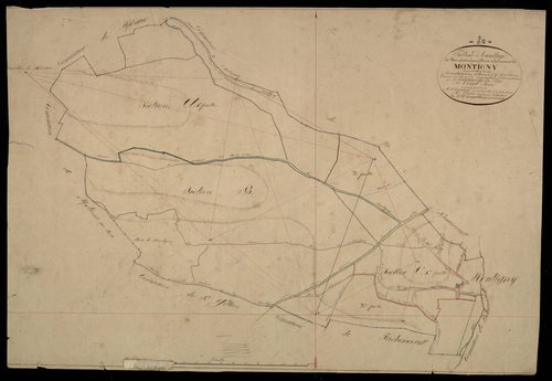 Plan du cadastre napoléonien - Montigny-sur-L'hallue (Montigny) : tableau d'assemblage