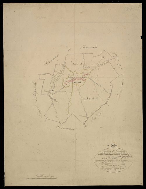 Plan du cadastre napoléonien - Montigny-Les-Jongleurs (Montigny) : tableau d'assemblage