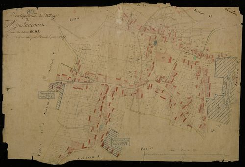 Plan du cadastre napoléonien - Morlancourt : Village (Le), développement d'une partie des sections B, C, D et E