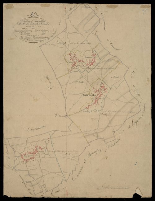 Plan du cadastre napoléonien - Morvillers-Saint-Saturnin (Morvillers-St-Saturnin) : tableau d'assemblage