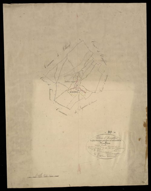 Plan du cadastre napoléonien - Mouflieres (Monflières) : tableau d'assemblage