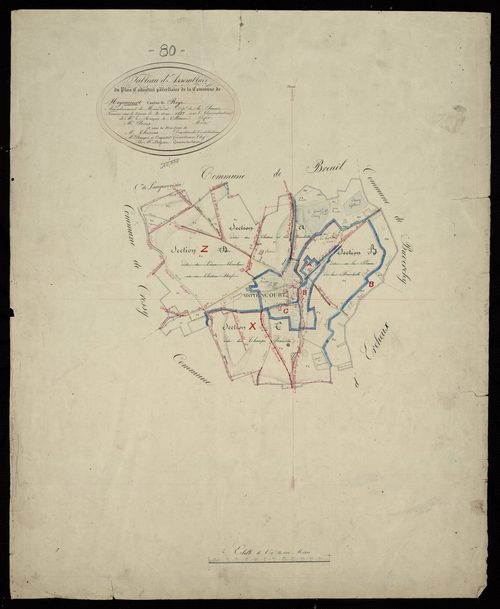 Plan du cadastre napoléonien - Moyencourt : tableau d'assemblage