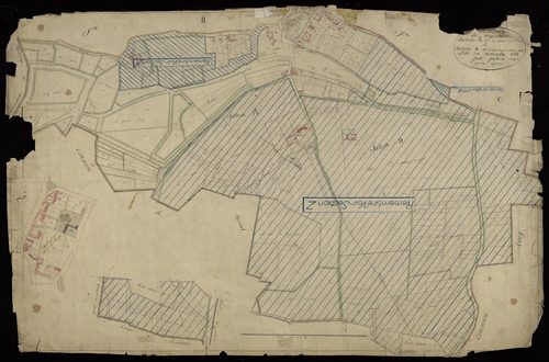 Plan du cadastre napoléonien - Moyencourt : Château (Le) ; Fourchette (La) ; Vieux Moulin (Le) ; Château Neuf (Le), A, D, partie de A développée et partie détachée de D