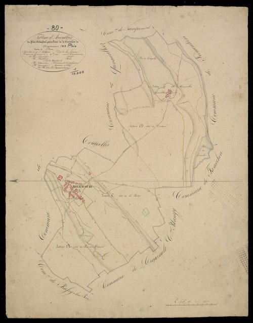 Plan du cadastre napoléonien - Moyencourt-Les-Poix (Moyencourt) : tableau d'assemblage
