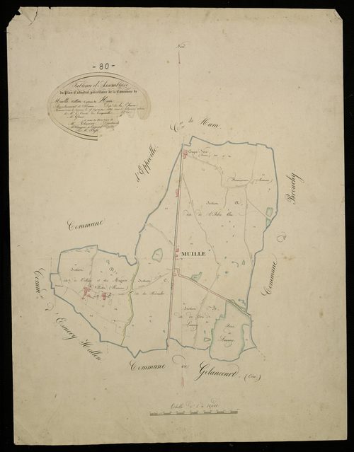 Plan du cadastre napoléonien - Muille-Villette : tableau d'assemblage