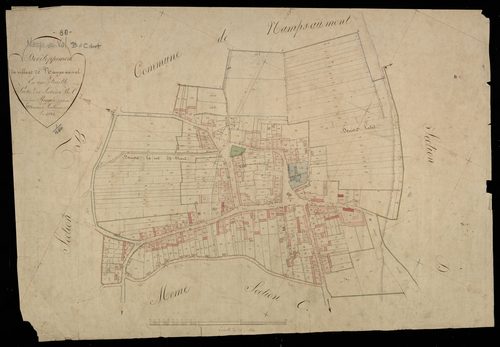 Plan du cadastre napoléonien - Namps-Maisnil (Namps au Val) : Village de Namps au Val (Le), développement du village et partie des sections B et C