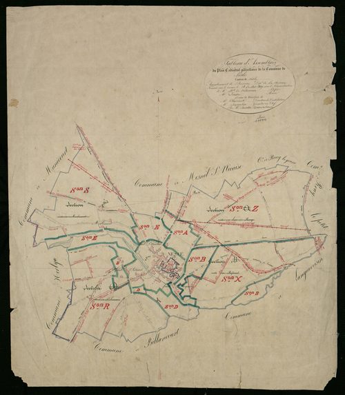 Plan du cadastre napoléonien - Nesle : tableau d'assemblage