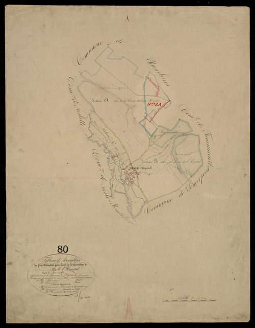 Plan du cadastre napoléonien - Nesle-L'hopital (Nesle l'Hopital) : tableau d'assemblage