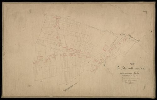 Plan du cadastre napoléonien - Neuville-Aux-Bois (La Neuville-aux Bois) : Chef-lieu (Le), développement de la section unique 1ère feuille