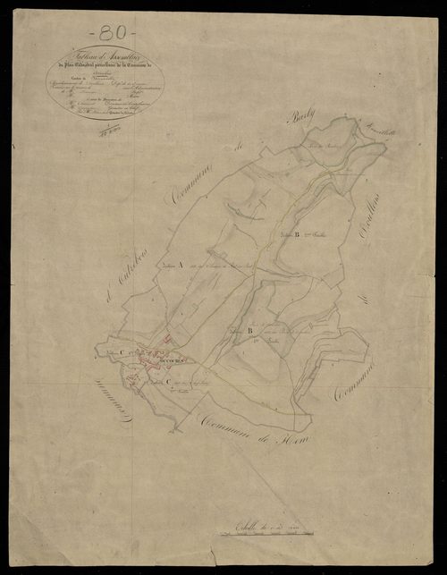 Plan du cadastre napoléonien - Occoches : tableau d'assemblage