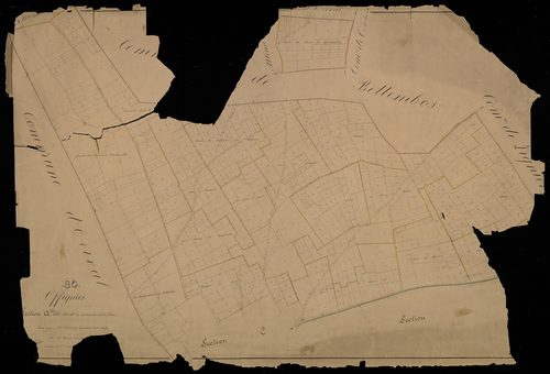 Plan du cadastre napoléonien - Offignies : Chemin de Boulainvillers (Le) ; Justice (La), A