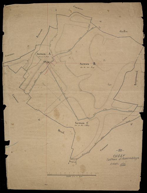 Plan du cadastre napoléonien - Oissy : tableau d'assemblage