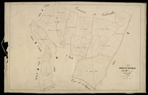 Plan du cadastre napoléonien - Oneux (Oneux et Neuville) : Village (Le), D1