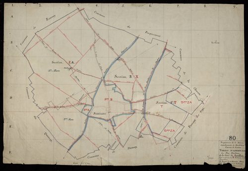 Plan du cadastre napoléonien - Parvillers-le-Quesnoy (Parvillers) : tableau d'assemblage