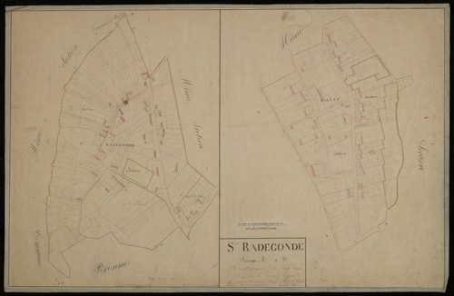 Plan du cadastre napoléonien - Peronne (Sainte-Radegonde) : Chef-lieux (Les), développement des sections A et B
