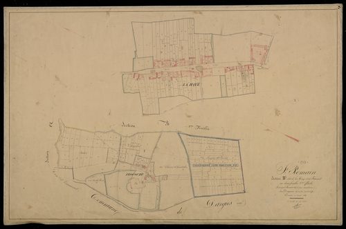 Plan du cadastre napoléonien - Poix-De-Picardie (Saint-Romain) : Haie (La) ; Frocourt, B2 et partie développée de B1