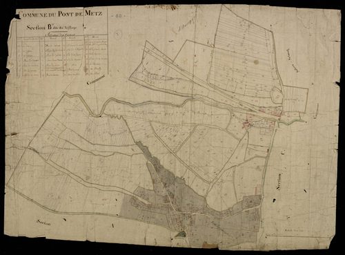 Plan du cadastre napoléonien - Pont-de-Metz : Village (Le), B