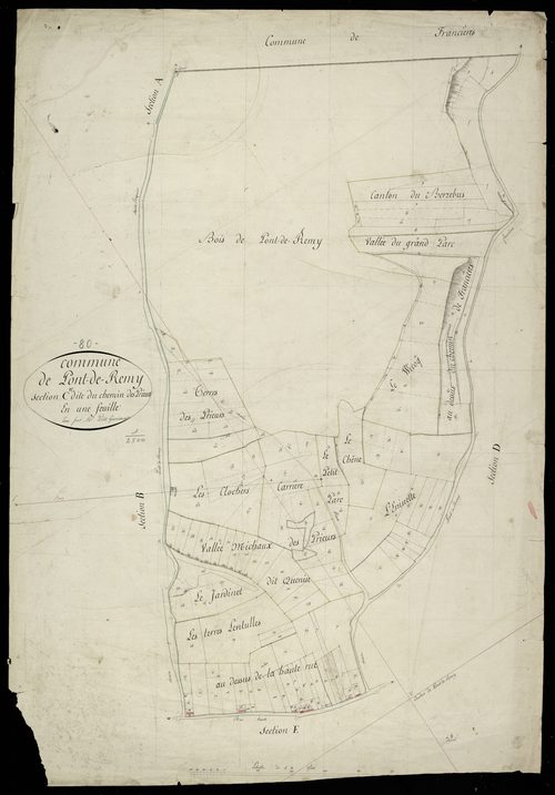 Plan du cadastre napoléonien - Pont-Remy (Pont-de-Remy) : Chemin des Prieurs (Le), C