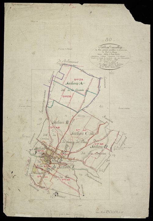 Plan du cadastre napoléonien - Pont-Remy (Pont-de-Remy) : tableau d'assemblage